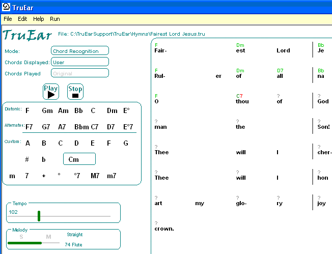 chord entry box on the main screen