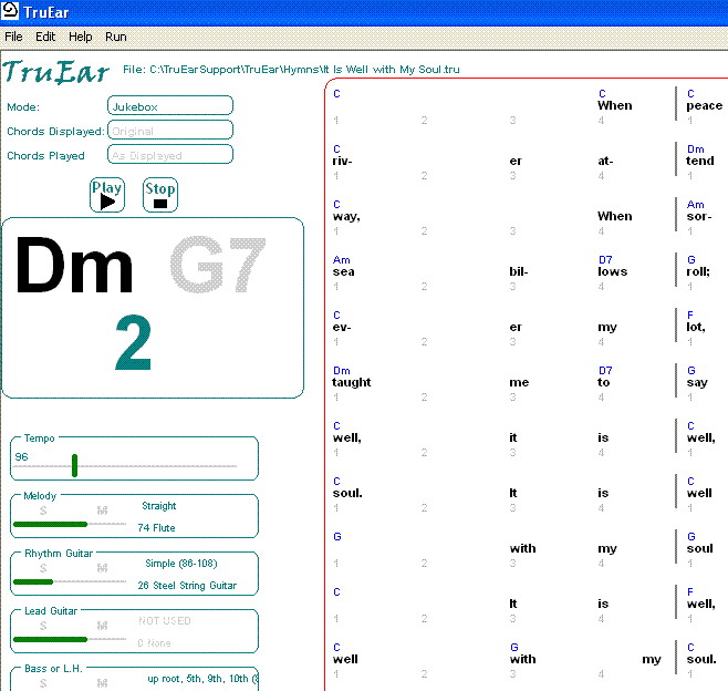 Part of the main screen